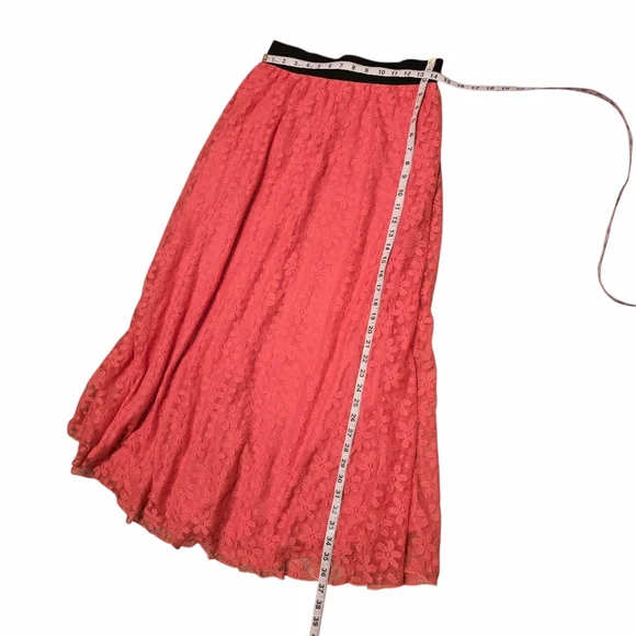 Lularoe Pink Black Floral Lace Maxi Skirt M - Picture 4 of 6